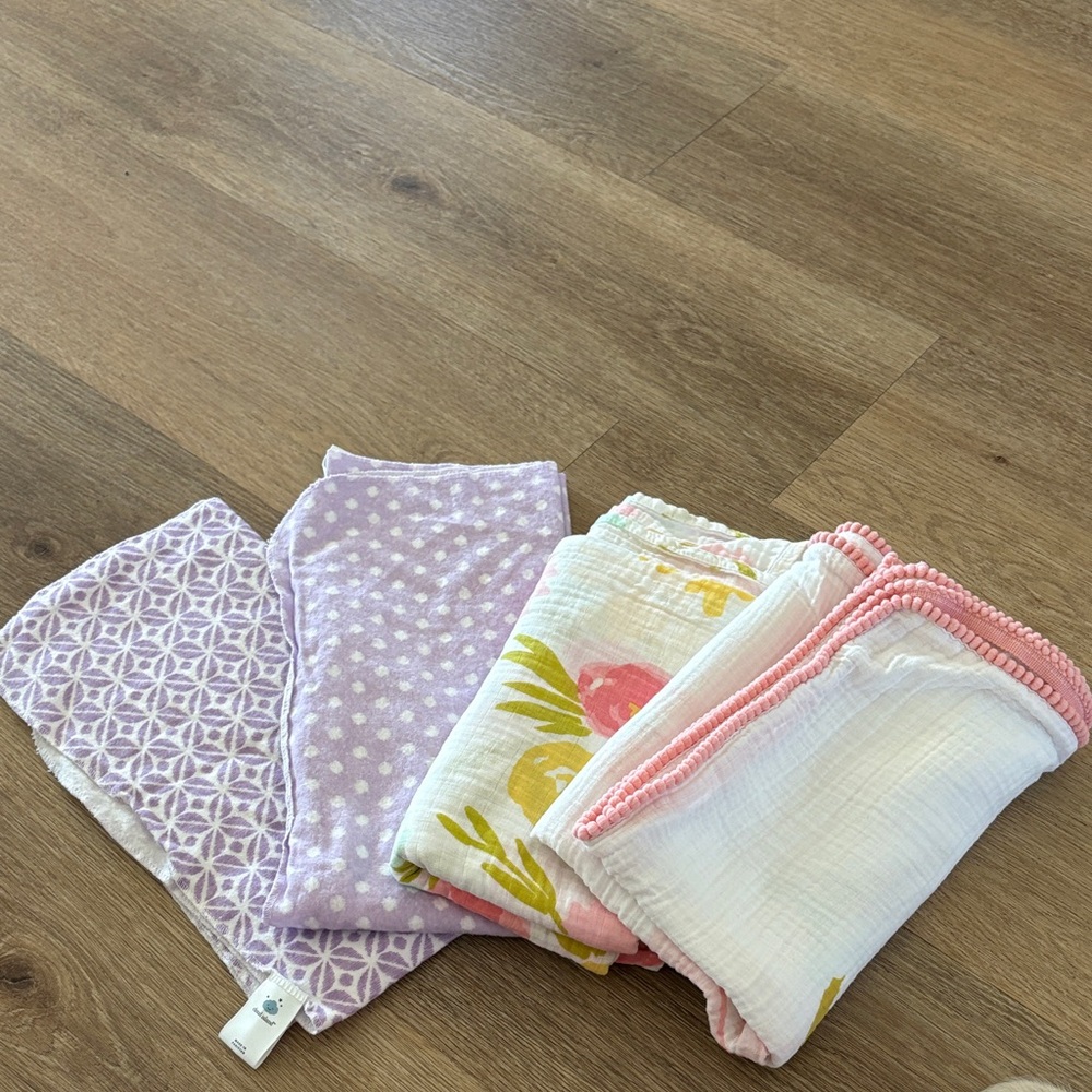 Kids Soft Muslin Swaddle Blanket Set - Pink, Purple, White